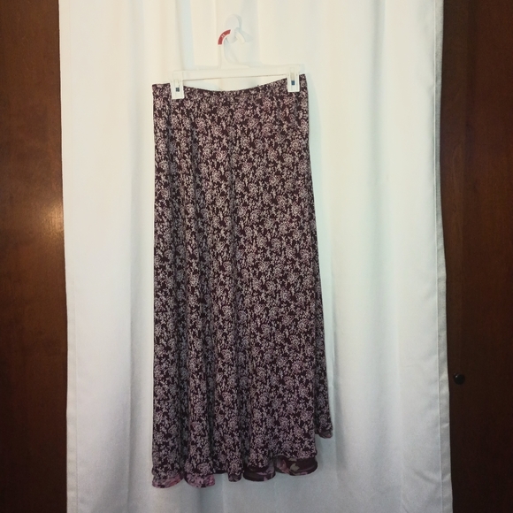 Coldwater Creek Reversible Fairy Maxi Skirt Medium Petite Purple Floral Cottage - Picture 8 of 12